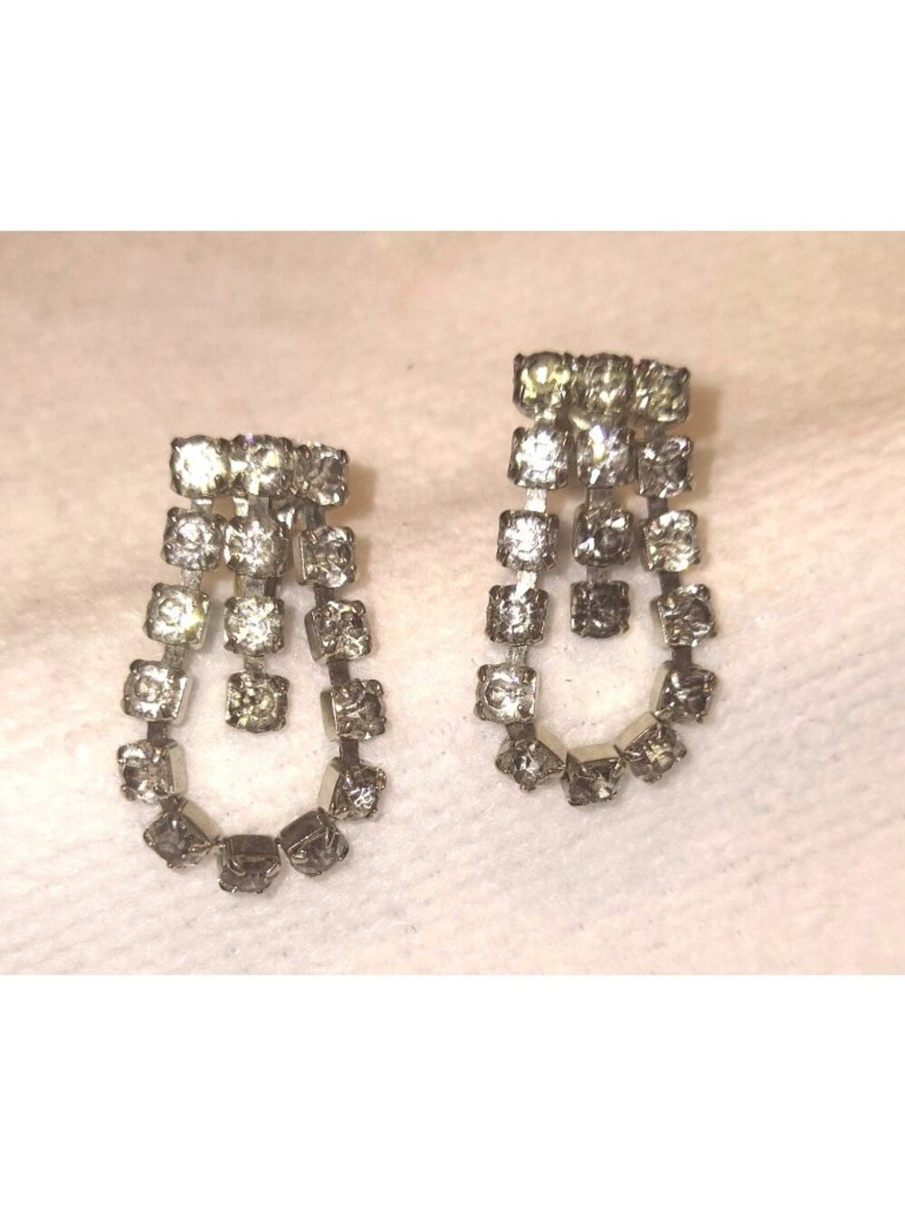 Coro Vintage Rhinestone Clip-On Dangle Earrings